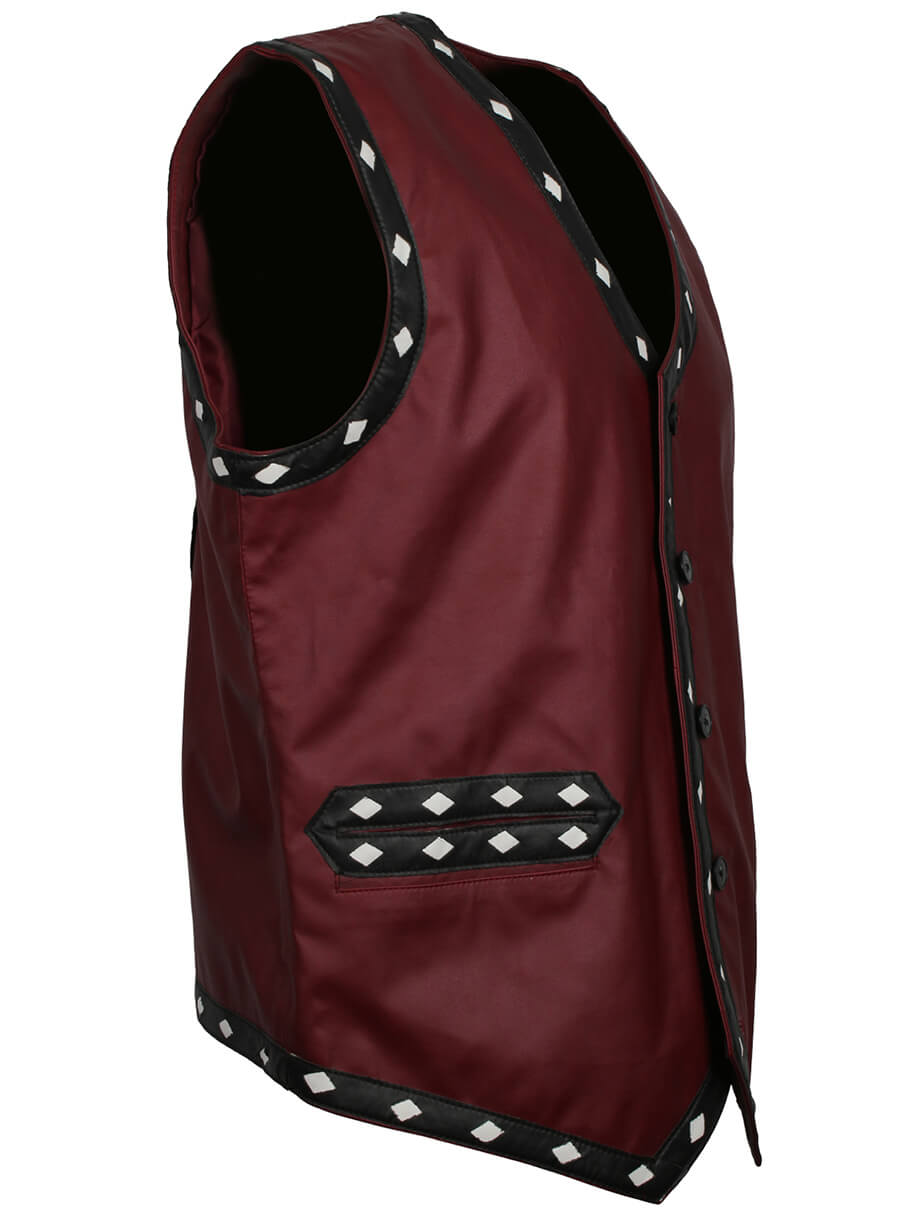The Warriors Maroon Ajax Leather Vest Costume