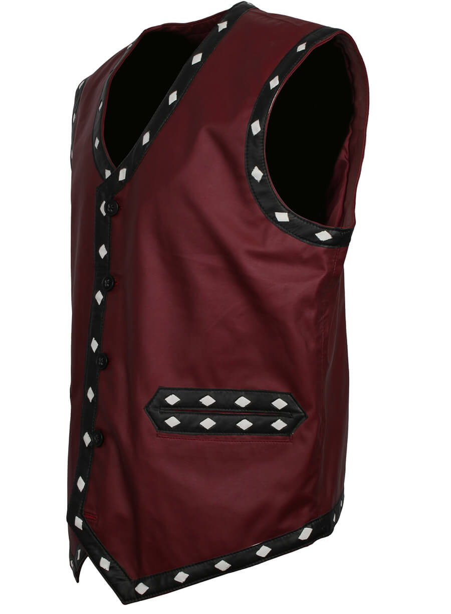 The Warriors Maroon Ajax Leather Vest Costume
