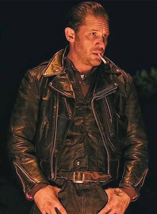 Tom Hardy The Bikeriders Black Leather Jacket