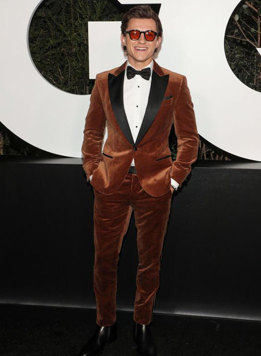 Tom Holland Brown Velvet suit