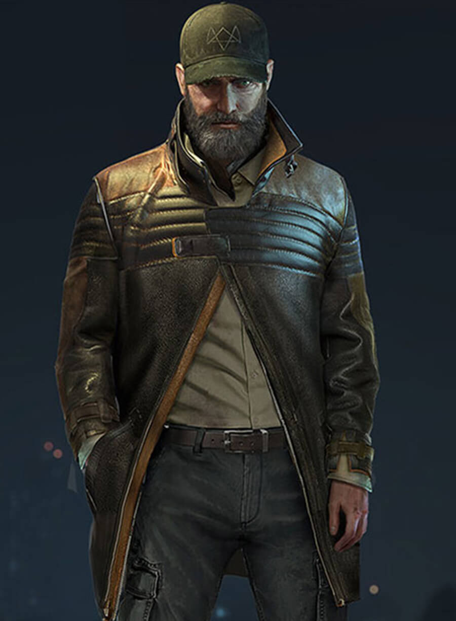 Watch Dogs 3 Legion Aiden Black Leather Trench Coat