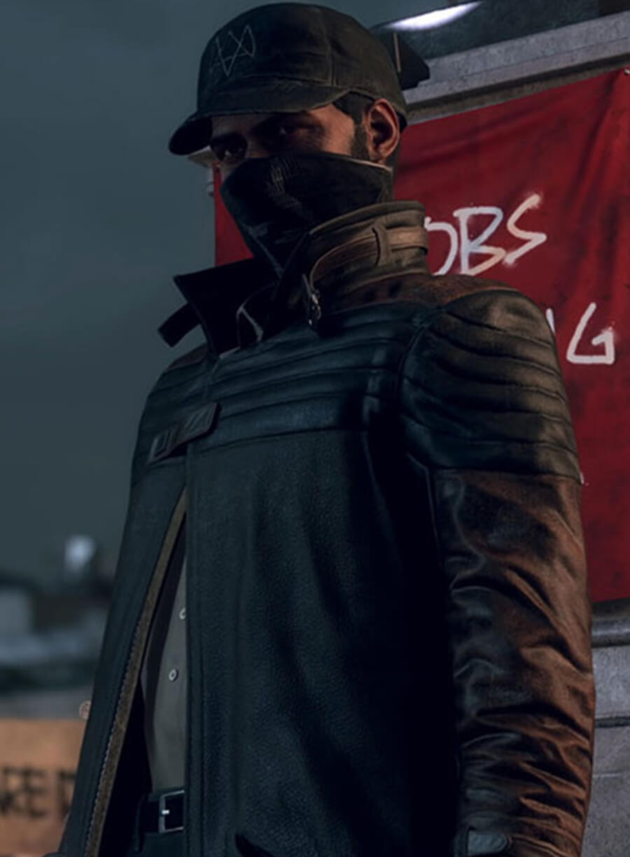 Watch Dogs 3 Legion Aiden Black Leather Trench Coat