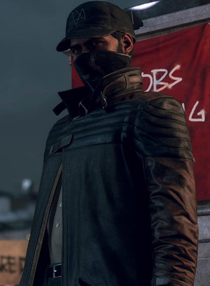 Watch Dogs 3 Legion Aiden Black Leather Trench Coat