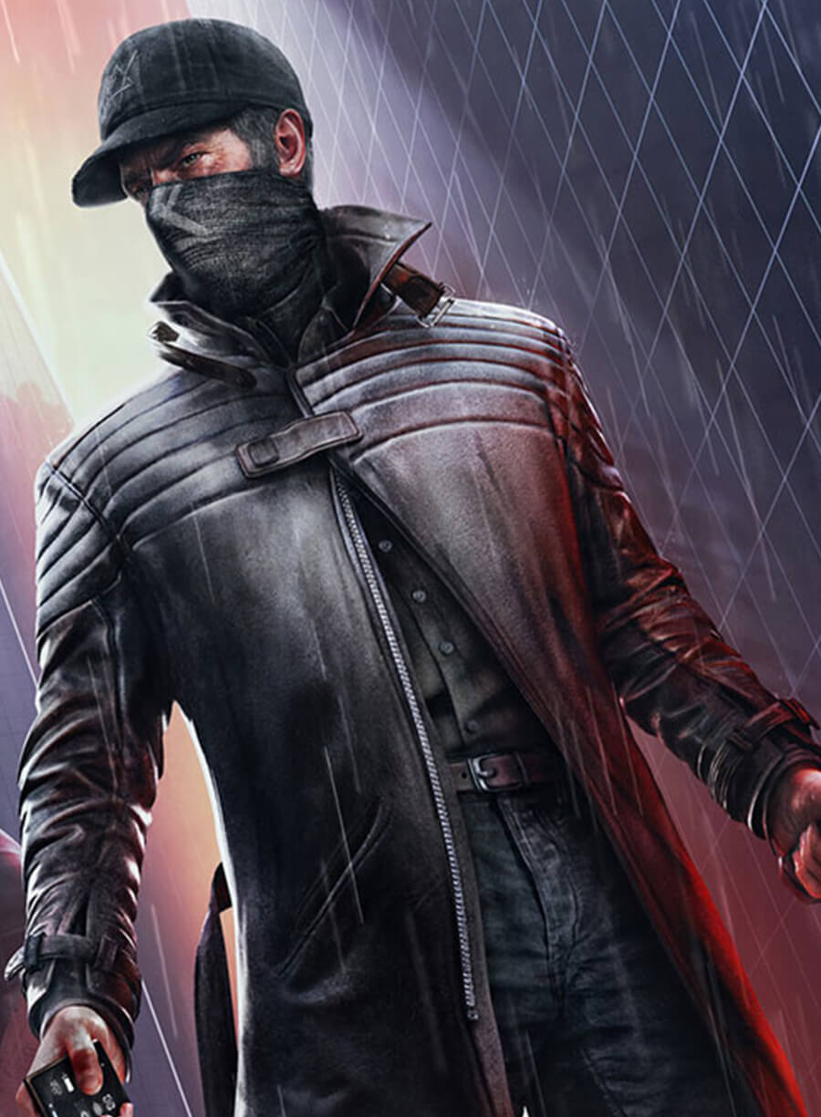 Watch Dogs 3 Legion Aiden Black Leather Trench Coat