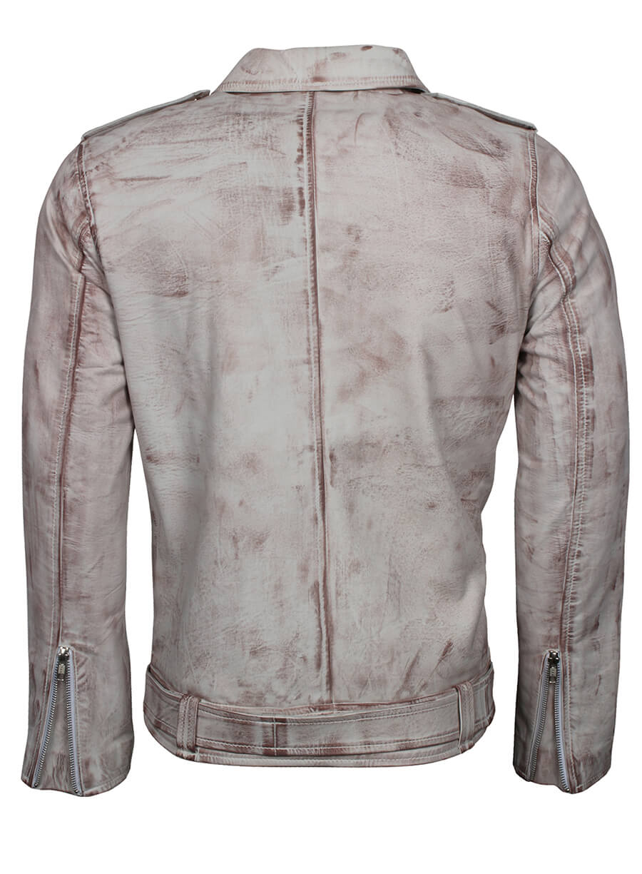 White Waxed Brando Leather Jacket
