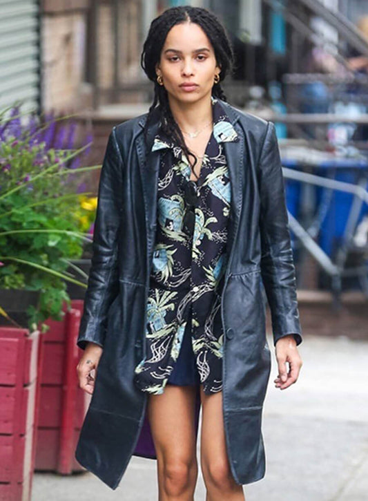 Zoe Kravitz Leather Long Coat